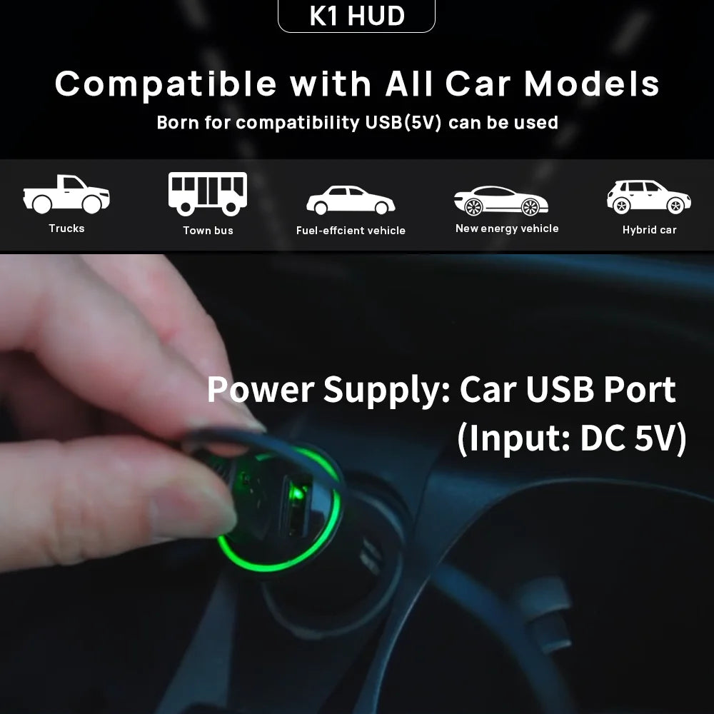 KWHUD K1 – GPS Hastighetsdisplay för Bil (Head-Up Display)