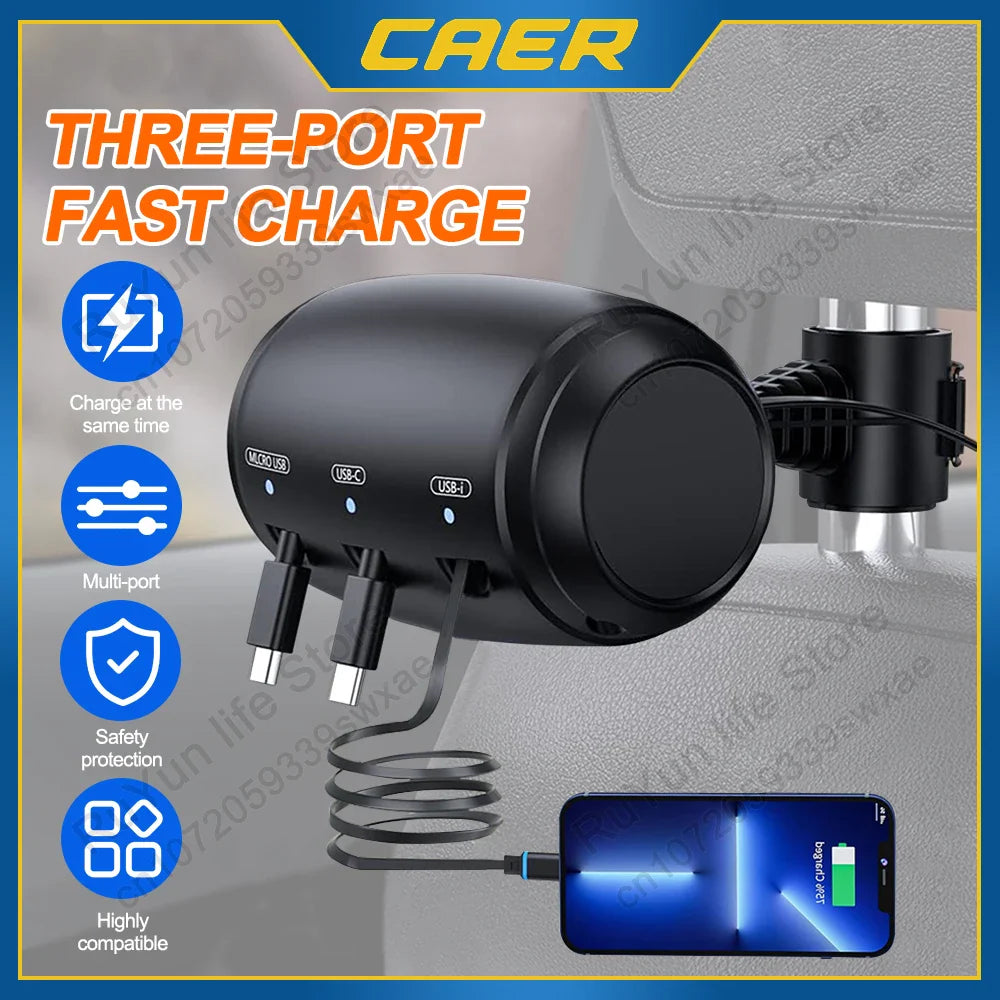 SmartDrag- 3-i-1 indragbar laddstation för baksätet i bilen