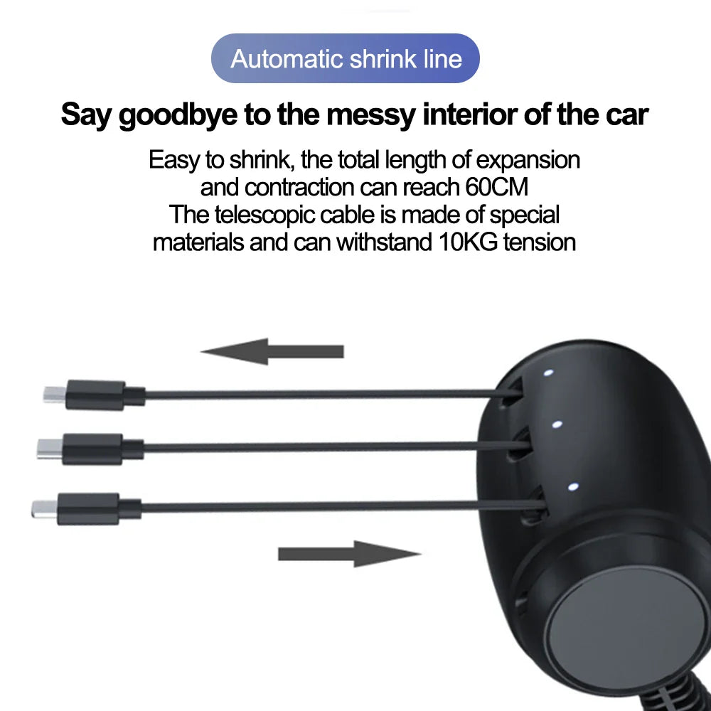 SmartDrag- 3-i-1 indragbar laddstation för baksätet i bilen