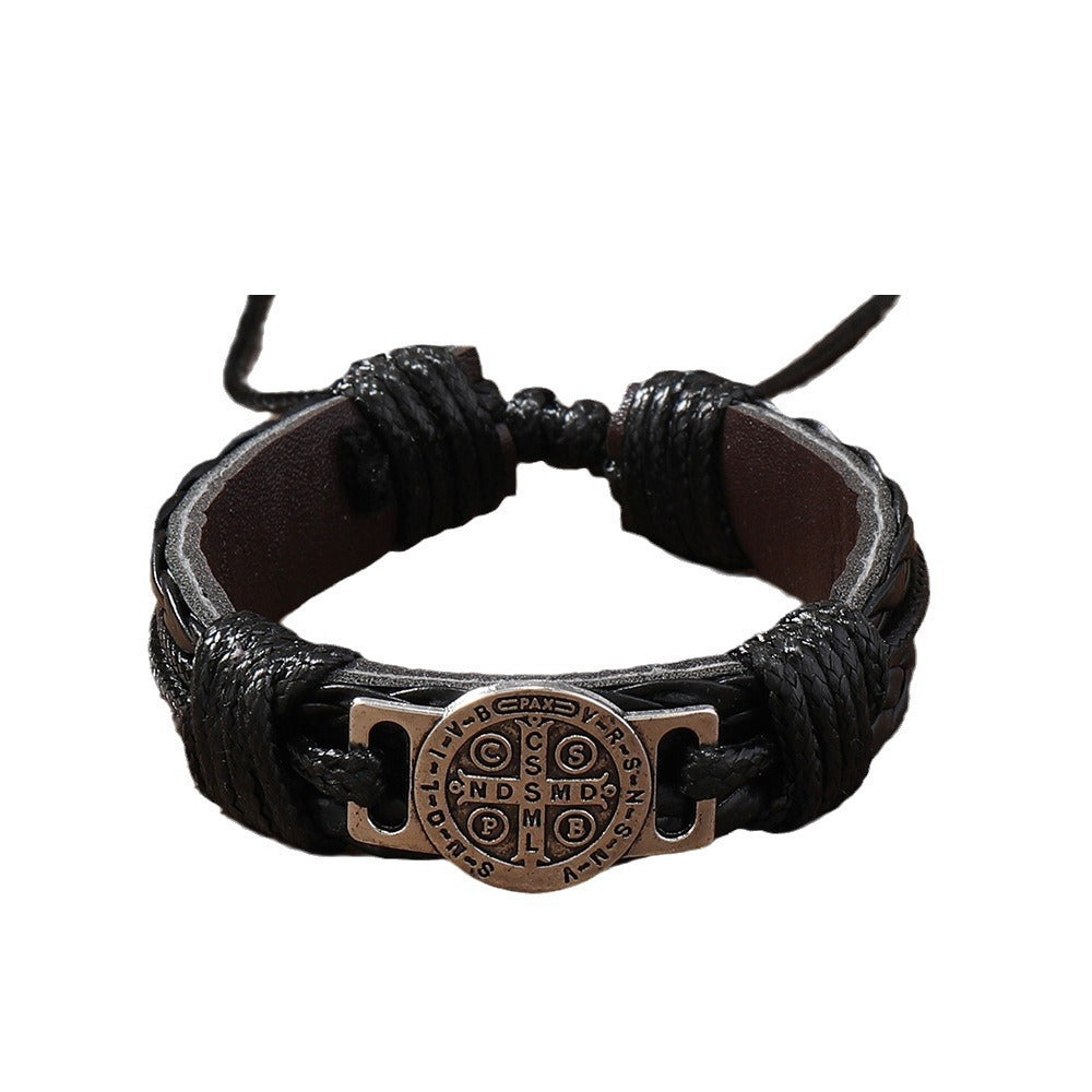 Handflätat läderarmband för män