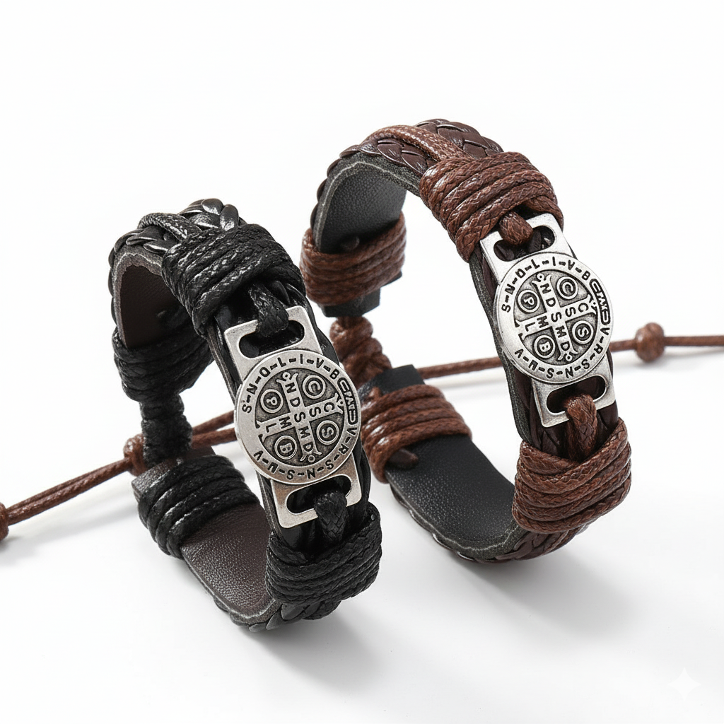 Handflätat läderarmband för män