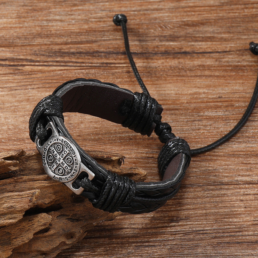 Handflätat läderarmband för män